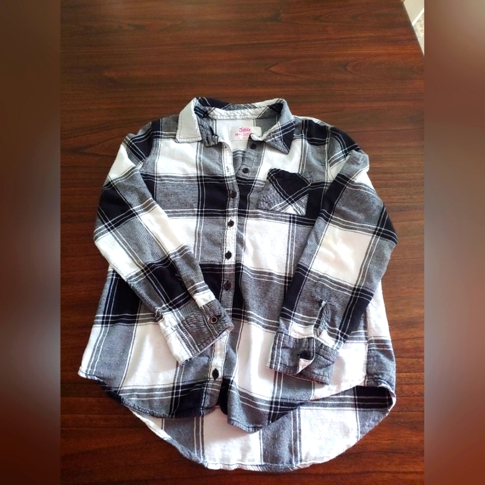 Justice Button Down Flannel Plaid Shirt